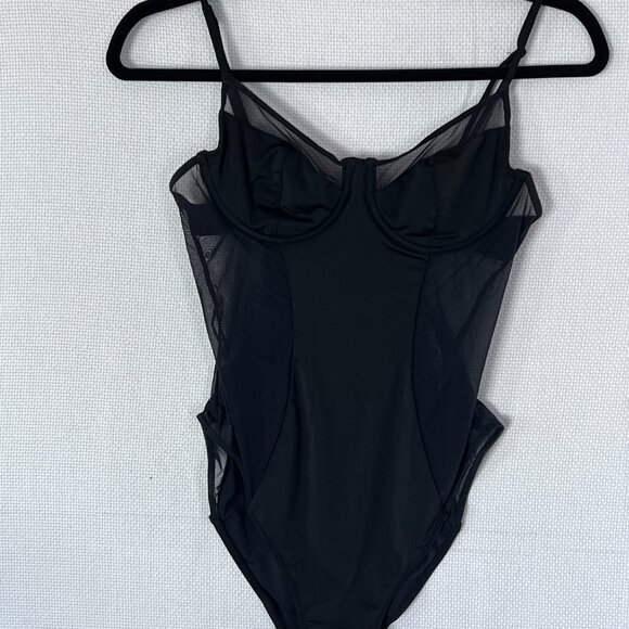 Solid & Striped The Spencer One Piece Swimsuit Black Mesh Panel Medium NO BELT - Picture 3 of 9